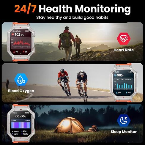 Military Smart Watches for Men with GPS,Compass,2.01" HD Display Bluetooth Calls,Smartwatch with GPT Voice Assistant,LED Flashlight,Fitness Tracker with 120+ Sports Modes,Compatible with Android & iOS in Saudi Arabia