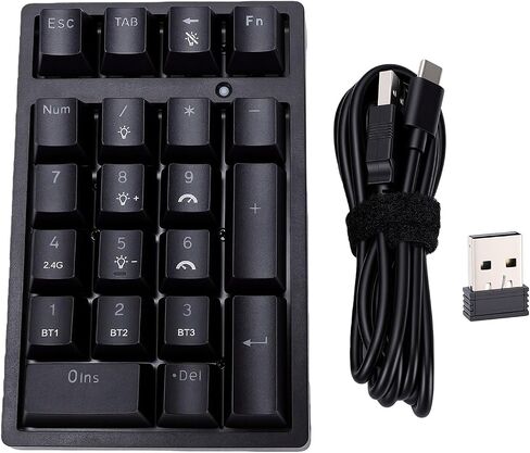 Fockety Mechanical Number Pad, BT Connection, 2.4G Wireless, Type C Wired 21 Keys Portable Numeric Keypad with RGB Light, Single Color Light, for Laptop PC Computer Notebook in Saudi Arabia