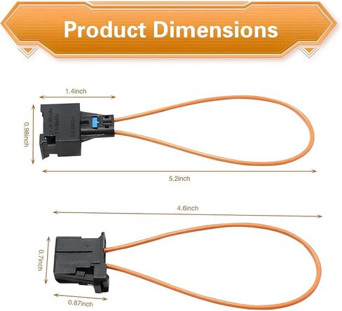 2 PCS Fiber Optic Loop, Female and Male Diagnostic Bypass Adapter, Automotive Audio System Test Loop Tool, Compatible with Audi BMW Mercedes-Benz Porsche Volkswagen (Black & Orange) in Saudi Arabia