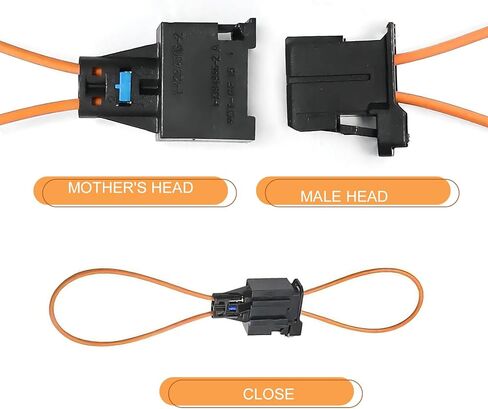 2 PCS Fiber Optic Loop, Female and Male Diagnostic Bypass Adapter, Automotive Audio System Test Loop Tool, Compatible with Audi BMW Mercedes-Benz Porsche Volkswagen (Black & Orange) in Saudi Arabia
