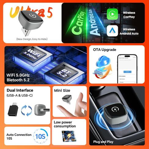 Wireless CarPlay Android Auto Dongle for Wired Cars in Saudi Arabia