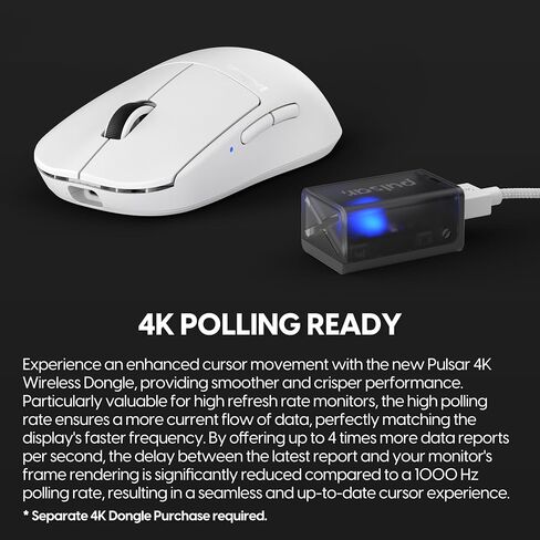 Pulsar Gaming Gears X2V2 mini Wireless Gaming Mouse, Ultra Lightweight 1.80 oz (51 g), Symmetrical, Optical Switch, 2.4 Ghz 1 ms, 26000 DPI, PAW3395 Sensor (Mini, Wireless, White) in Kuwait