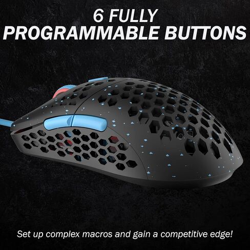 HK GAMING Mira M Ultra Lightweight Honeycomb Shell Wired RGB Gaming Mouse - Up to 12 000 cpi | 6 Buttons - 63g Only (Mira-M, Blue Phantom) in Kuwait