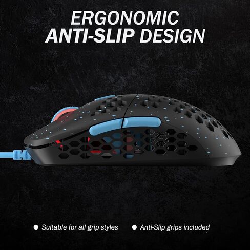 HK GAMING Mira M Ultra Lightweight Honeycomb Shell Wired RGB Gaming Mouse - Up to 12 000 cpi | 6 Buttons - 63g Only (Mira-M, Blue Phantom) in Kuwait