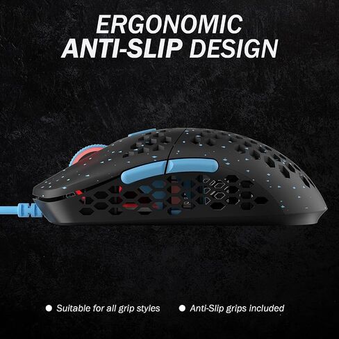 HK GAMING Mira M Ultra Lightweight Honeycomb Shell Wired RGB Gaming Mouse - Up to 12 000 cpi | 6 Buttons - 63g Only (Mira-M, Blue Phantom) in Kuwait