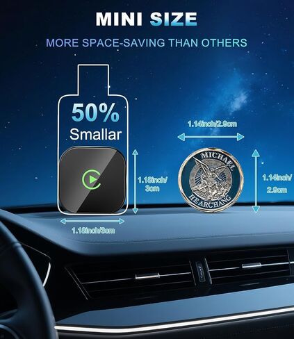 Wireless Carplay Adapter, Suitable for Vehicles Equipped with Cabled CarPlay, Plug and Play Feature enables Fast and Stable CarPlay Wireless Connection, Suitable for 900 Vehicles in Kuwait
