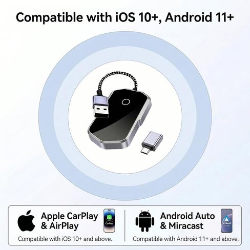 B&DOG XSIN Wireless CarPlay/Android Auto Adapter,Black in Kuwait