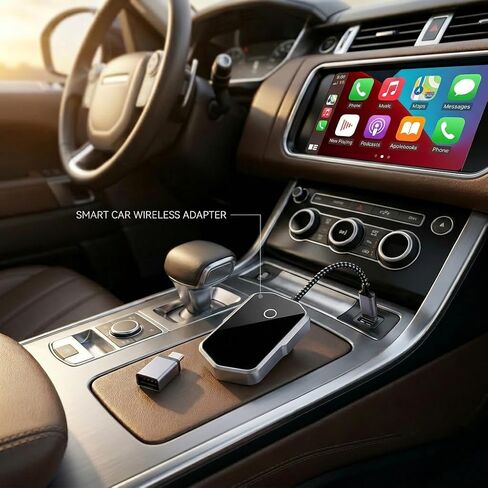 B&DOG XSIN Wireless CarPlay/Android Auto Adapter,Black in Kuwait