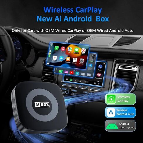 Ai Magic Box for Streaming Net/Flix/YouTube/TikTok, Wireless CarPlay Adapter Dongle Support TF Card for OEM Wired Car Play & Android Auto Cars Ai Box Carplay in Saudi Arabia