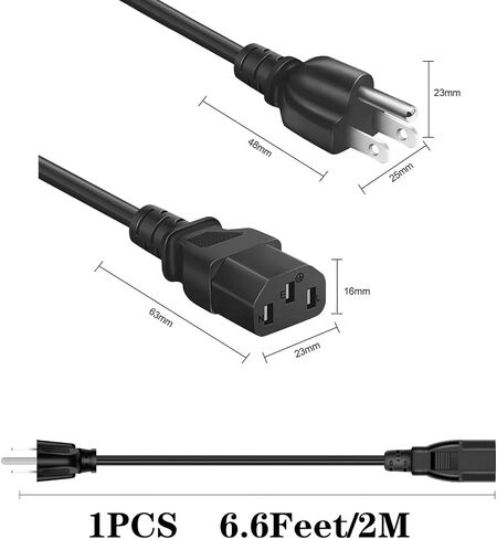 C13 Power Cord Replacement for Epson, Optoma, ViewSonic, NEC Projector and TV Computer Monitor -18 AWG, 3 Prong Plug, 6 FT in Kuwait