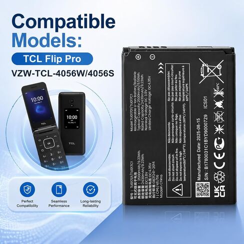 TLi017D1 Battery, High Capacity Li-ion Replacement Battery for TCL Flip Pro VZW-TCL-4056W/4056S Phone,Model:TLi017D1 in Kuwait