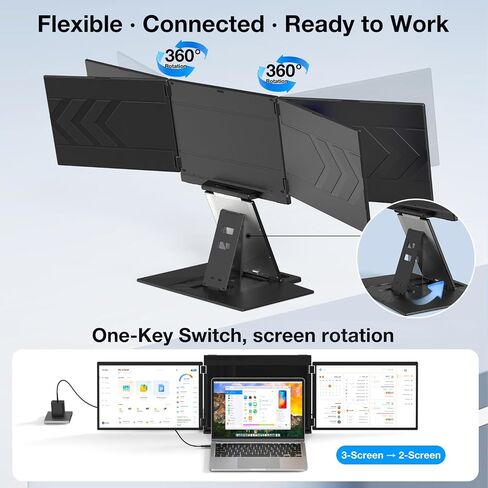 Quad Laptop Screen Extender, 15.3" 1200P FHD Quad Monitor, 16:10 Aspect Ratio, 1 Cable for 3 Screens, Driver Required, Compatible with Windows & All Mac (M1-M5 Included) in Kuwait