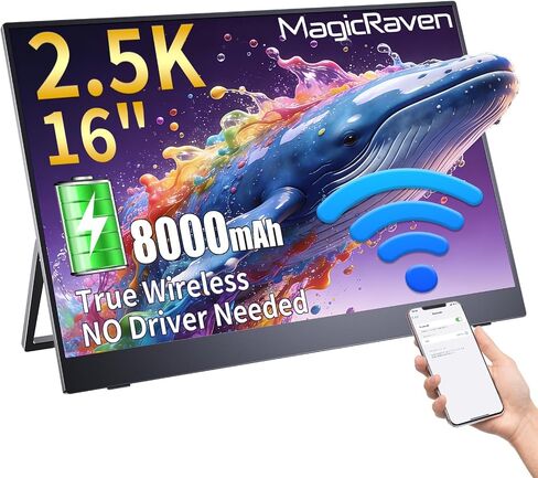 Wireless Portable Monitor for Laptop with Battery, 15.6" 1080P IPS in Kuwait