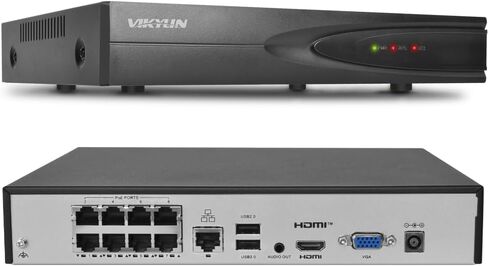 VIKYLIN 4K 8 Channel 8 Port PoE Network Video Recorder NVR, Plug & Play in Kuwait