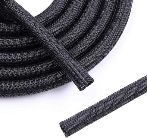 1/4" - 10Ft Split Braided Cable Sleeve, Wire Loom Tubing, Black in Kuwait