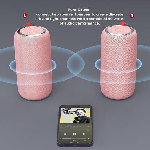 Oraolo Upgraded S310 Bluetooth Speaker, 30W Portable Speaker, 360° Stereo Sound with Punchy bass, TWS Pairing, IPX6 Waterproof, Bluetooth 5.2, 24H Playtime, Perfect for Outdoor, Beach, Party, Pink in Kuwait