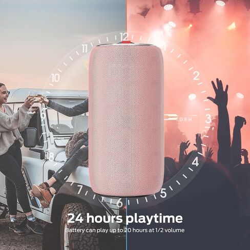 Oraolo Upgraded S310 Bluetooth Speaker, 30W Portable Speaker, 360° Stereo Sound with Punchy bass, TWS Pairing, IPX6 Waterproof, Bluetooth 5.2, 24H Playtime, Perfect for Outdoor, Beach, Party, Pink in Kuwait