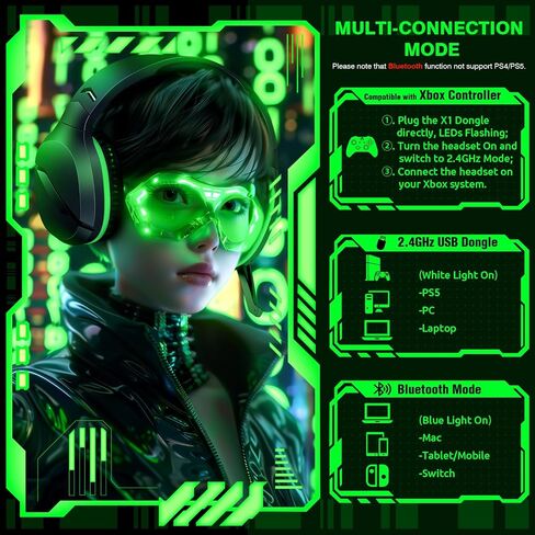 WolfLawS Wireless Gaming Headset with Mic for Xbox Series X|S Xbox One PS5 in Kuwait