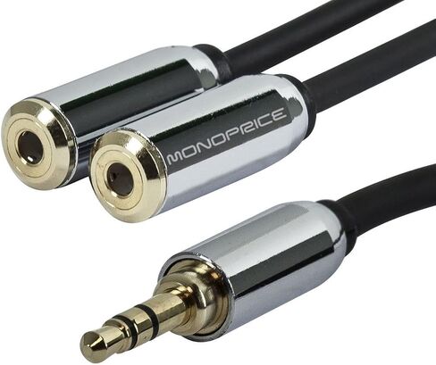 Monoprice 3.5mm Stereo Splitter - TRS Male to TRS Dual Female, Designed for Mobile, 0.5 Feet, Black in Kuwait