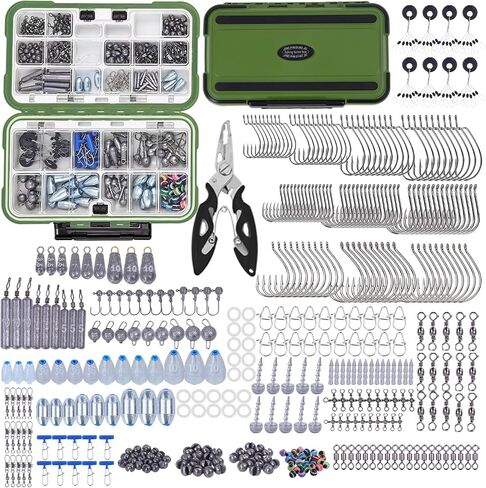 412Pcs Fishing Tackle Kit with Box,Fishing Gift for Men(Green) in Kuwait