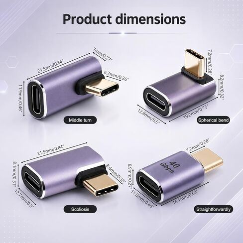 4 Style USB C Right Angle Adapter, 90 Degree Male to Female Adapter in Kuwait