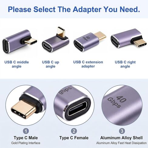 4 Style USB C Right Angle Adapter, 90 Degree Male to Female Adapter in Kuwait