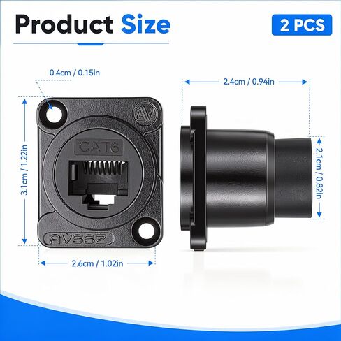 2PCS Shielded D-Type RJ45 Connector RJ45 Panel Mount Coupler in Saudi Arabia