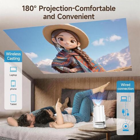 Mini Projector with Wifi 6 and Bluetooth 5.4, Smart Portable Projector 4K Support, Android 14 & 400 ANSI, Auto Focus & Keystone, 1080P Small Proyector Magcubic HY320Pro for Bedroom, Movie, Outdoor in Kuwait