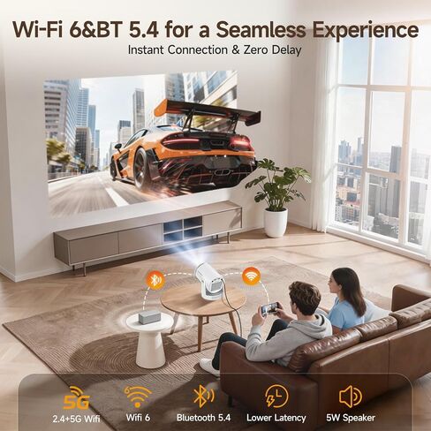 Mini Projector with Wifi 6 and Bluetooth 5.4, Smart Portable Projector 4K Support, Android 14 & 400 ANSI, Auto Focus & Keystone, 1080P Small Proyector Magcubic HY320Pro for Bedroom, Movie, Outdoor in Kuwait