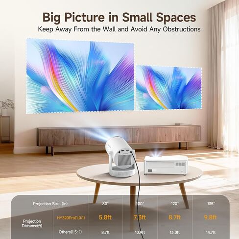 Mini Projector with Wifi 6 and Bluetooth 5.4, Smart Portable Projector 4K Support, Android 14 & 400 ANSI, Auto Focus & Keystone, 1080P Small Proyector Magcubic HY320Pro for Bedroom, Movie, Outdoor in Kuwait