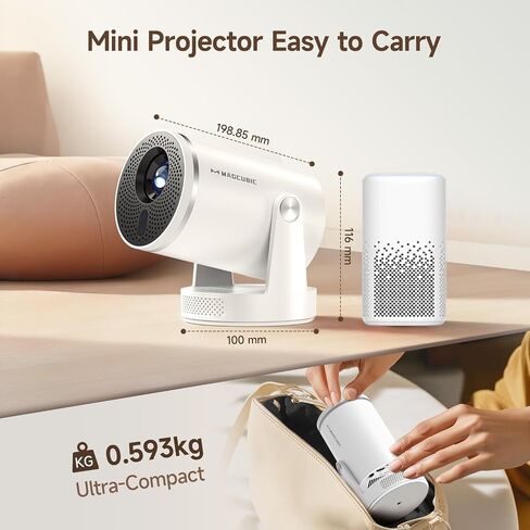 Mini Projector with Wifi 6 and Bluetooth 5.4, Smart Portable Projector 4K Support, Android 14 & 400 ANSI, Auto Focus & Keystone, 1080P Small Proyector Magcubic HY320Pro for Bedroom, Movie, Outdoor in Kuwait