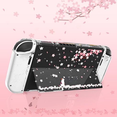 Cherry Blossom Glitter Case for Switch OLED, Switch Game Card Case with 24 Slots for Game Cards & 24 Micro SD Card Slots in Kuwait