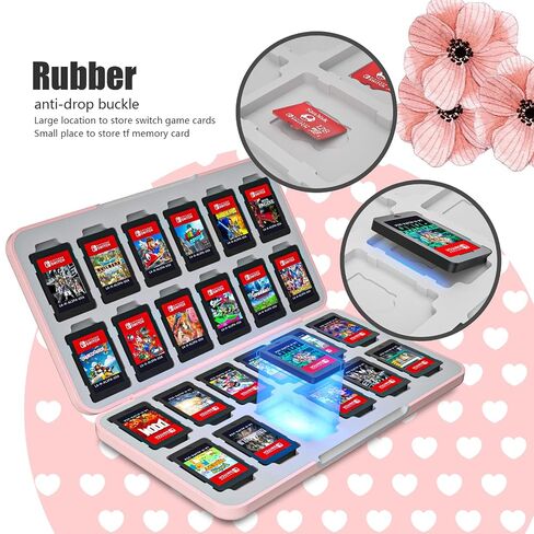 Cherry Blossom Glitter Case for Switch OLED, Switch Game Card Case with 24 Slots for Game Cards & 24 Micro SD Card Slots in Kuwait