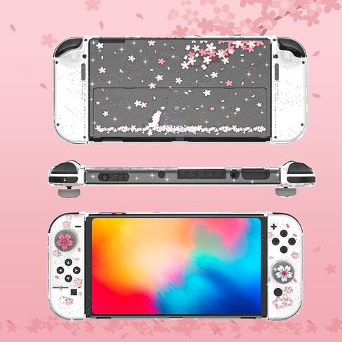 Cherry Blossom Glitter Case for Switch OLED, Switch Game Card Case with 24 Slots for Game Cards & 24 Micro SD Card Slots in Kuwait