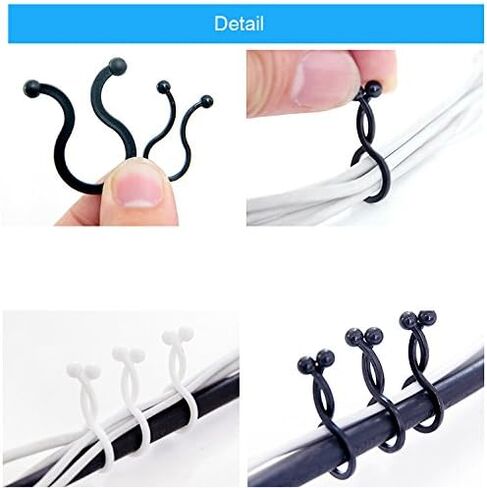 50 Pack PP Twist Ties,Reusable Cable Ties Assorted SIZE (D:11mm and 18mm) Cable Ties Cord Organizer Cord Management for Household, Office, Travel in Kuwait