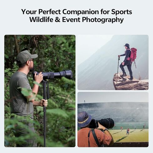 Manbily 77" Camera Monopod, Heavy Duty 28mm Aluminum Monopod for DSLR Cameras, 22 lbs Load Capacity, 6-Section Compact Travel Monopod with 1/4" & 3/8" Reversible Screw for Wildlife, Photography in Saudi Arabia