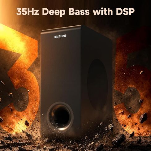 BESTISAN Basscore Powered Subwoofer, 6.5’’ Side-Firing 60W Sub, Class-D Amp, Subwoofers for Receiver/Home Theater System, Auto On/Off, RCA, LFE, AUX Input, High-Level Speaker Input & Output in Saudi Arabia