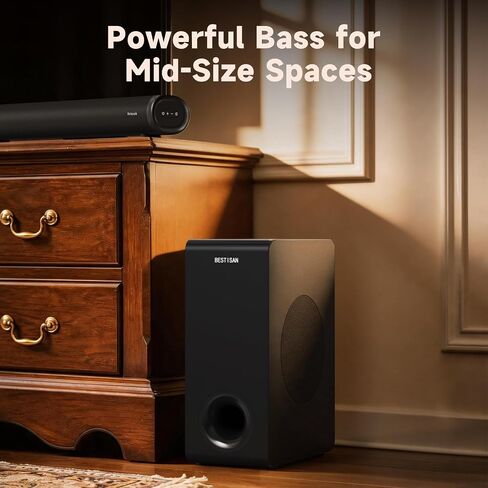 BESTISAN Basscore Powered Subwoofer, 6.5’’ Side-Firing 60W Sub, Class-D Amp, Subwoofers for Receiver/Home Theater System, Auto On/Off, RCA, LFE, AUX Input, High-Level Speaker Input & Output in Saudi Arabia