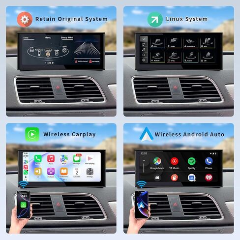 Wireless CarPlay/Android Auto 10.25 Inch Touchscreen for Audi Q3 (2013-2018) Year, Car Radio Receiver, Multimedia, Bluetooth, Car Stereo, Navigation in Kuwait