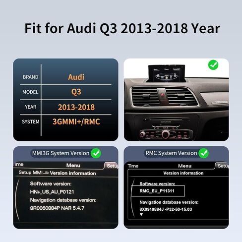 Wireless CarPlay/Android Auto 10.25 Inch Touchscreen for Audi Q3 (2013-2018) Year, Car Radio Receiver, Multimedia, Bluetooth, Car Stereo, Navigation in Kuwait