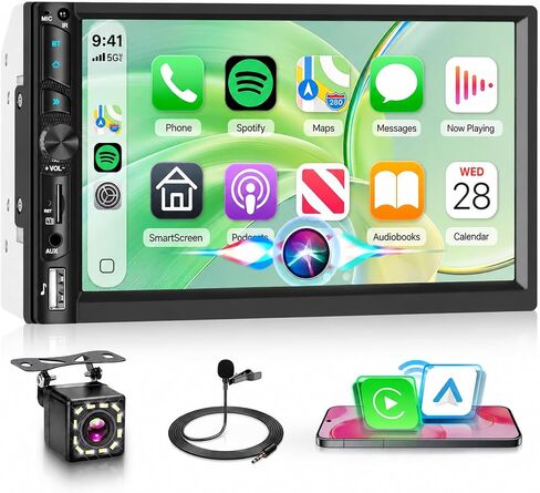 Rimoody Double Din Car Stereo, 7 Inch Touch Screen Wireless Carplay in Kuwait
