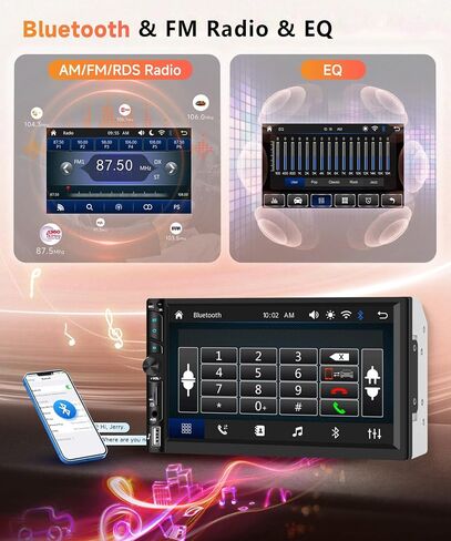 Rimoody Double Din Car Stereo, 7 Inch Touch Screen Wireless Carplay in Kuwait