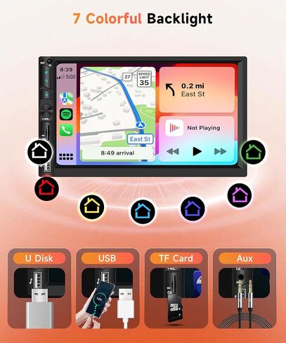 Rimoody Double Din Car Stereo, 7 Inch Touch Screen Wireless Carplay in Kuwait