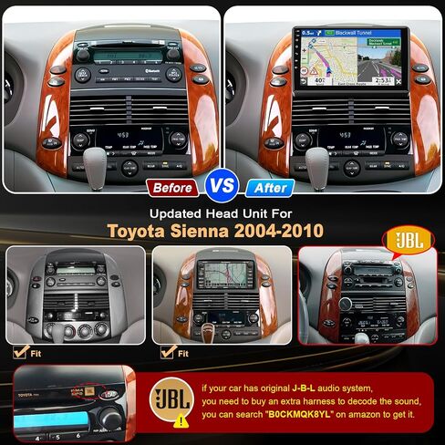 8 Core 6GB+128GB Car Radio for Toyota Sienna 2004-2010,9 Inch QLED Touch Screen Car Stereo with Carplay&Android Auto,WiFi,GPS Navigation,Bluetooth,FM&AM Radio,Android 15 in Kuwait