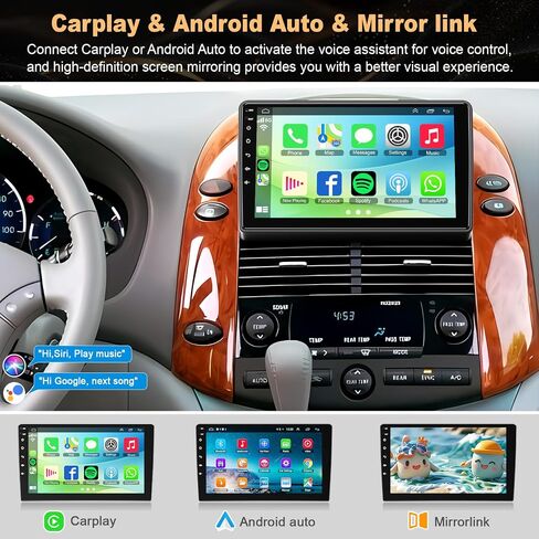 8 Core 6GB+128GB Car Radio for Toyota Sienna 2004-2010,9 Inch QLED Touch Screen Car Stereo with Carplay&Android Auto,WiFi,GPS Navigation,Bluetooth,FM&AM Radio,Android 15 in Kuwait