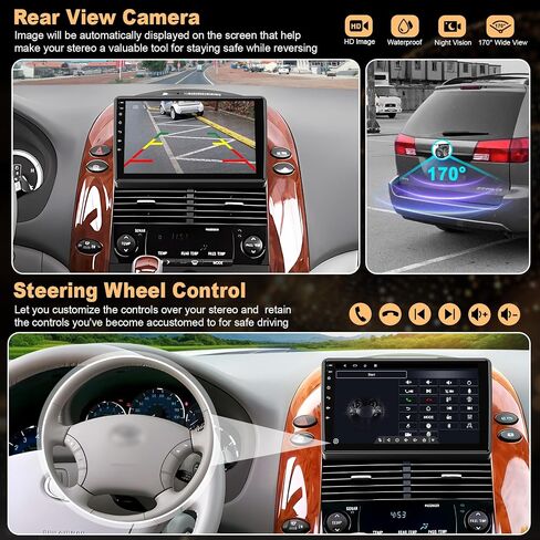8 Core 6GB+128GB Car Radio for Toyota Sienna 2004-2010,9 Inch QLED Touch Screen Car Stereo with Carplay&Android Auto,WiFi,GPS Navigation,Bluetooth,FM&AM Radio,Android 15 in Kuwait