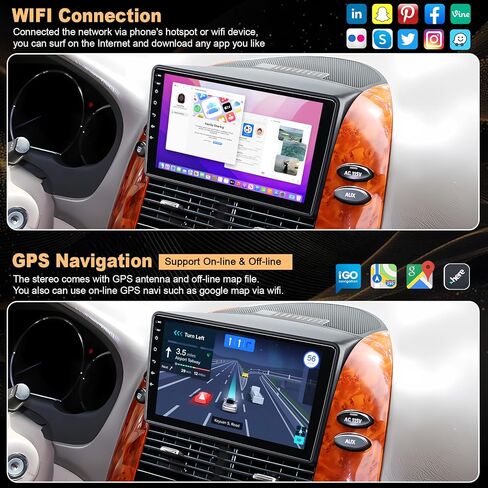 8 Core 6GB+128GB Car Radio for Toyota Sienna 2004-2010,9 Inch QLED Touch Screen Car Stereo with Carplay&Android Auto,WiFi,GPS Navigation,Bluetooth,FM&AM Radio,Android 15 in Kuwait