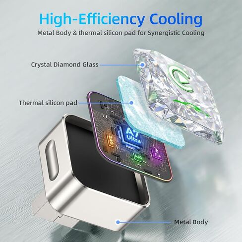 Wireless Apple CarPlay Adapter, 5.8G Quad-Core Chip No Latency, Aerospace Silicone Cooling, Zn-Alloy & Diamond Panel, Plug & Play Wired to Wireless CarPlay Adapter in Kuwait