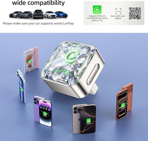 Wireless Apple CarPlay Adapter, 5.8G Quad-Core Chip No Latency, Aerospace Silicone Cooling, Zn-Alloy & Diamond Panel, Plug & Play Wired to Wireless CarPlay Adapter in Kuwait