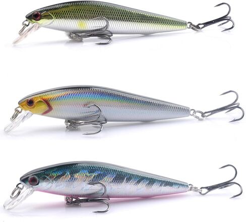 3 Pack Topwater Minnow bass Lures and Crankbait Plugs Baits Set for Bass Trout Salmon Walleye Redfish 59 in Saudi Arabia